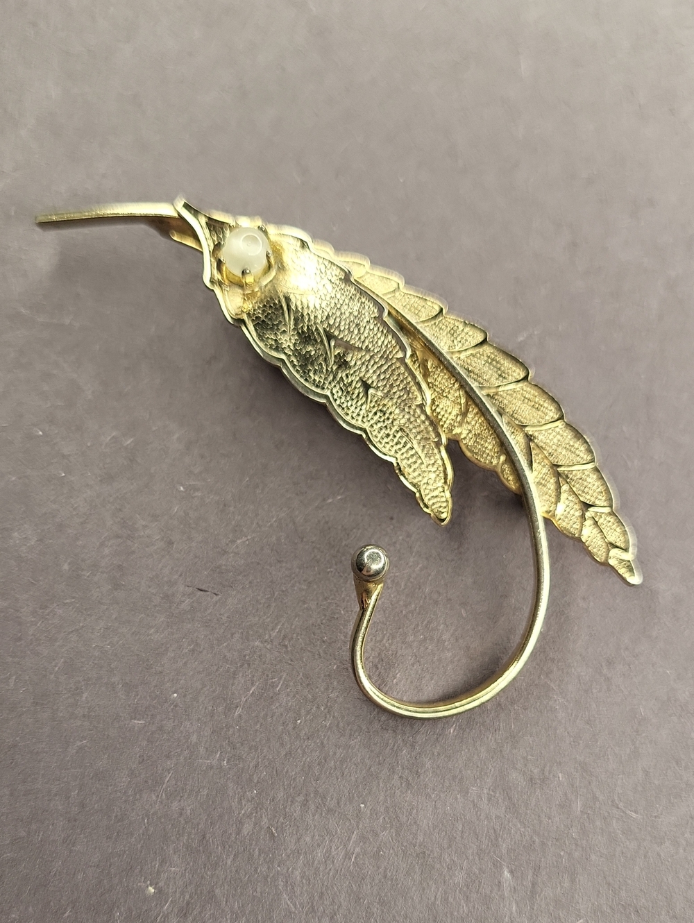 Gold Leaf Pearl Brooch